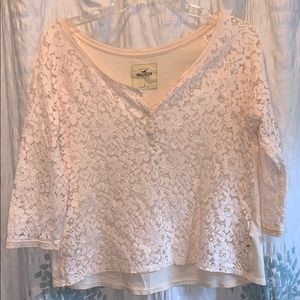 Hollister Cream Lace Top